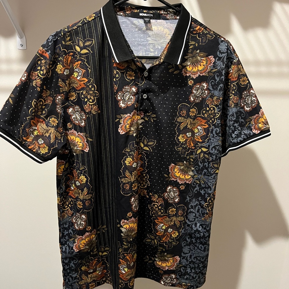 Boohoo Men Large Floral Multi Colored Printed Shirt